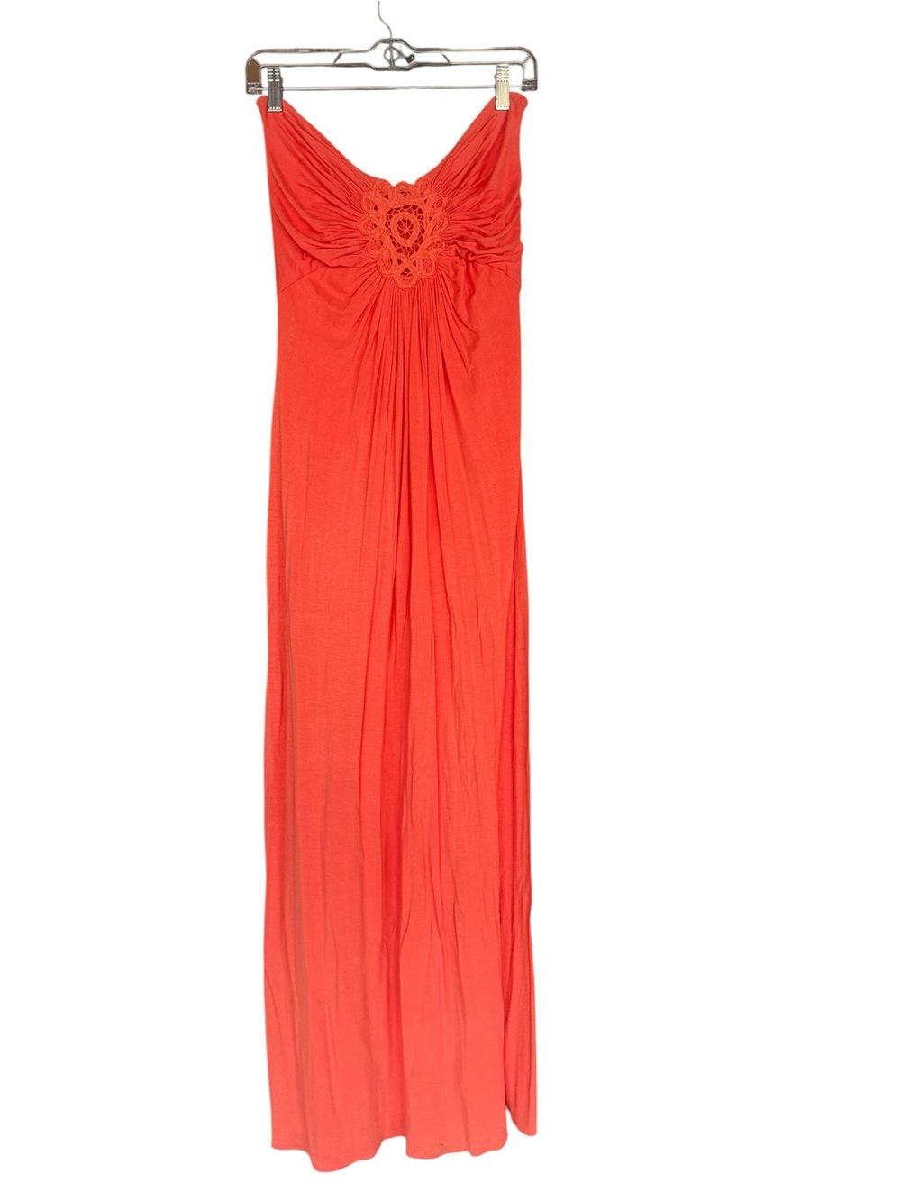 Sky Coral Crochet-Detail Maxi Dress